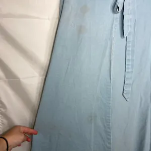 Vintage women’s light wash blue heavy denim adjustable maxi skirt‎ cottage core thumbnail 4