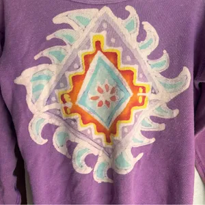 Vintage 70s 80s purple batik thermal top Size Small thumbnail 5