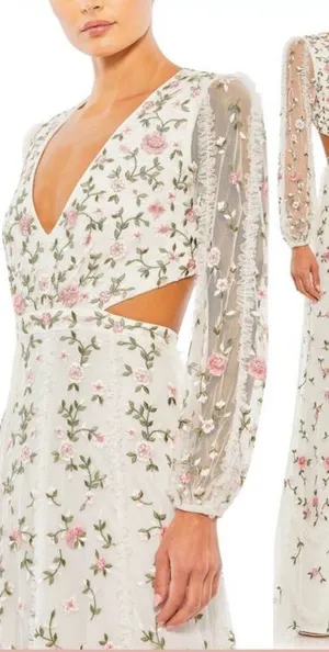 Mac Duggal 70159 Long Sleeve Embellished Ivory Cut Out Gown thumbnail 1
