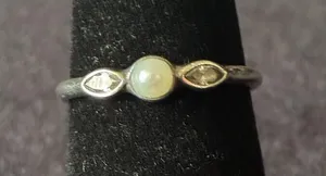 Pandora Sterling Silver Luminous Leaves Pearl & CZ Ring - Size 6.25 thumbnail 1