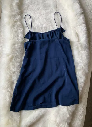 J.Crew Blue Silky Ruffle Slip Tank Top thumbnail 2