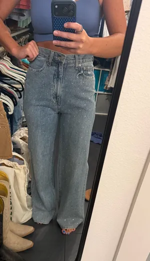 Daze Studded Wide Leg Jeans Blue Size 0 thumbnail 1