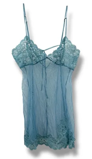 Victoria's Secret Sleeveless Blue‎ Mesh Lace Lingerie Chemise Sz L thumbnail 1