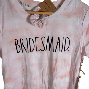 Rae Dunn Bridesmaid Pink Tie Dye T-Shirt and Scrunchie Set Small WX2679-651-NPA thumbnail 2