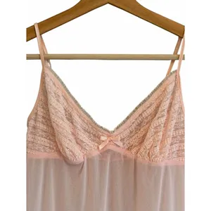 Vintage Y2K Victorias Secret Mesh Lace Pink Babydoll Dress Size M Coquette Fairy thumbnail 2