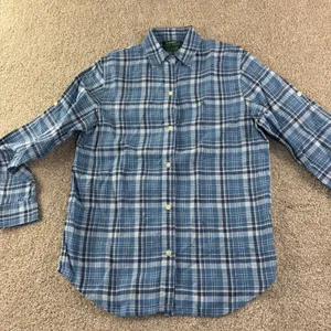 Lauren Ralph‎ Lauren Linen Plaid Shirt Womens S Blue Long Sleeve Button Preppy thumbnail 11