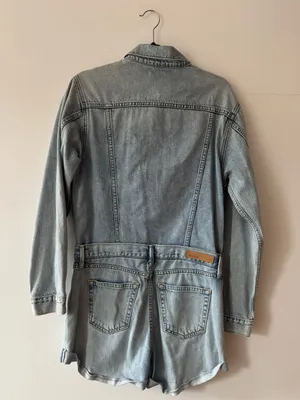 Grlfrnd Light Wash Denim Romper thumbnail 3