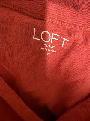 Loft 100% Cotton Rust Long-Sleeve V-Neck Henley Button Front Top 💜 thumbnail 4