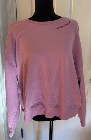 Pilcro Crewneck Sweatshirt Amour/Red Heart Embroidery Pink Sz. Medium Anthro NEW thumbnail 1
