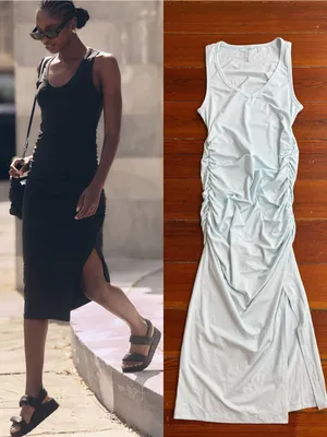 Beyond Yoga Fit The Mood Bodycon Ruched Midi Dress Light Blue Sz S 🧡🍄 thumbnail 2