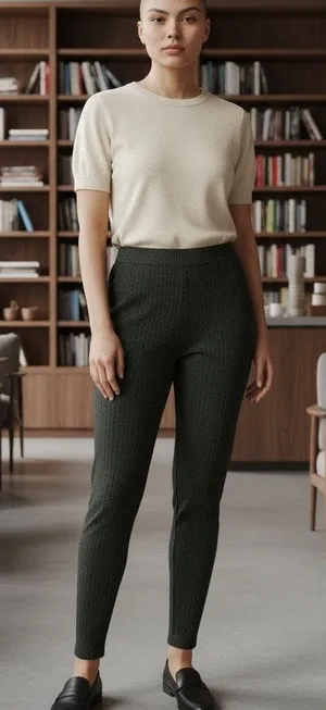 Cable Knit Legging Olive Green NWT Casual Comfort Loungewear Sz LG Like an Angel thumbnail 1
