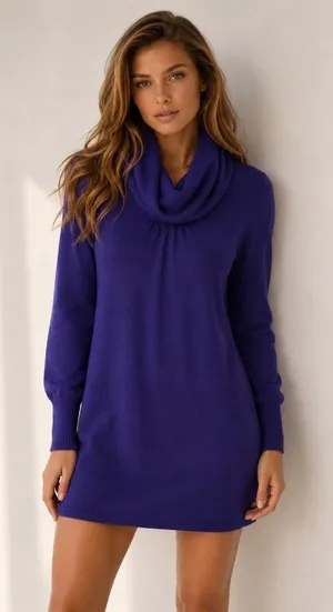 Banana Republic Cashmere Wool Mini Dress Sweater Cowl Neck Quiet Luxury Scandi S thumbnail 1