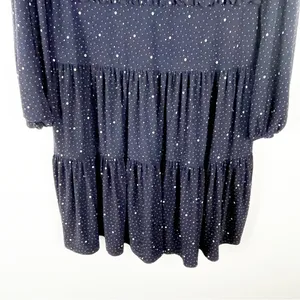 LAUREN RALPH LAUREN Navy Speckled Long Sleeves Tiered Dress Size 14 thumbnail 8