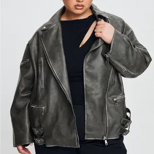 NWT! Princess Polly Curve Magnets Faux Leather Jacket Washed Charcoal Size US 14 thumbnail 1