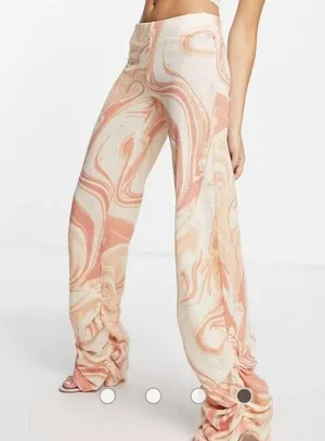 JADED LONDON Orange Swirl Ruched Hem Printed Knit Joggers Size US 2 s small thumbnail 1