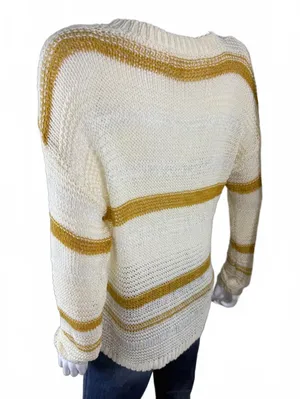 Becel Women's Striped Knit Sweater Size Small Yellow thumbnail 3