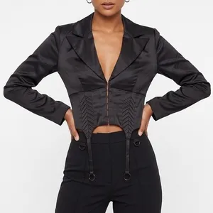 Naked Wardrobe The Statement Black Cropped Garter Blazer Size M thumbnail 1