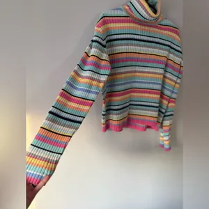 Chadwick's VTG Multicolor Striped Turtleneck Sweater Cotton Comfy Soft Retro Hippie Boho XL thumbnail 3