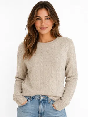 Antonio Melani 100%‎ Cashmere Sweater Beige Crew Neck Size Large thumbnail 1