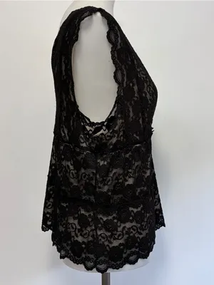 George XLarge Y2K Black Lace Camisole V Neck Stretch Tank Top Romantic Feminine thumbnail 4