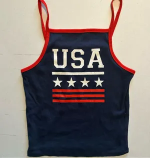 Zoe+Liv women’s size large red white and blue USA tank top thumbnail 1