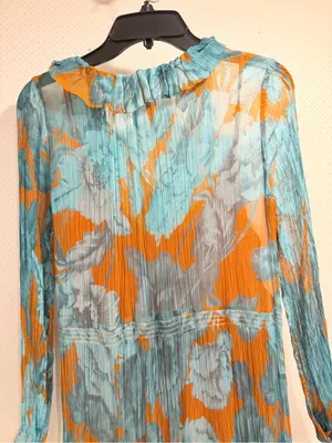 Anthropologie The Marais Printed Tiered Teal Floral Maxi Dress Boho Floral XS thumbnail 6