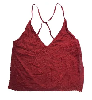 Free People Scarlette Cami Top Women XS Red Beaded Lace Trim Boho Tank thumbnail 1