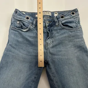 Sz 26 Rivet Detail Belt Out Crop Bootcut in Blue FREE PEOPLE thumbnail 7