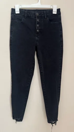 American Eagle Dream Jean Curvy High Rise Jegging Crop Black Size 6 Button Fly thumbnail 1