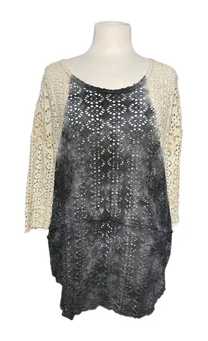 FREE PEOPLE x WE THE FREE Women’s Y2K Dyed Lace 3/4 Sleeve Sheer Top thumbnail 1