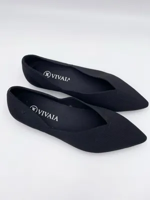 Vivaia Vienna Pointed-Toe V-Cut Ballet Flats Black Knit Women's Size 38.5 US 7.5 thumbnail 3