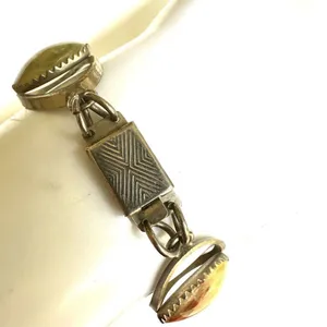 Silver tone agate link vintage bracelet thumbnail 6