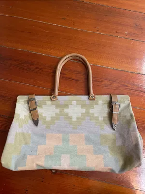 Vintage Bag Bazaar Southwestern Geometric Canvas Western Pastel Buckle Bag 💚🎀 thumbnail 12