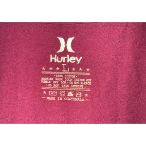 Hurley Y2K Deep Scoop V Neck Size Large Red Logo Short Sleeve Distressed ~Flawed thumbnail 5