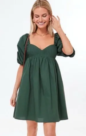 Tuckernuck Hyacinth House Green Sasha Emerald Puff Sleeve Dress XS thumbnail 1