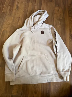Carhartt Relaxed Fit Hoodie in Light Beige with Black Print thumbnail 1