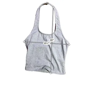 Unbranded Heather Gray‎ Halter Neck Crop Top Scoop Neck Stretch Jersey S/M thumbnail 3