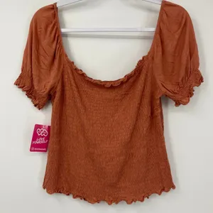 Heart & Hips Coral Brick Cropped Off the Shoulder Top Shirt NEW Large thumbnail 2