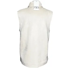 NWT ZARA Women’s Cream Faux Suede Button Up Sleeveless Pocket Vest thumbnail 5
