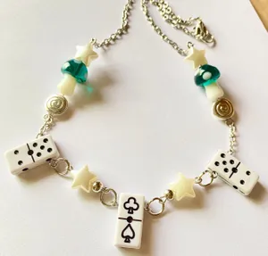 y2k Kawaii funky fairy mushroom & mix beads unique necklace🎲⭐️🍄⭐️🌀 thumbnail 3
