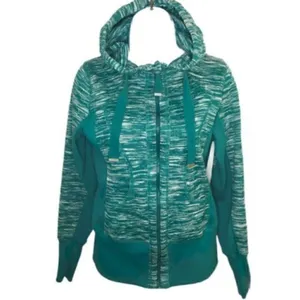 Zella Marled Hoodie Zipper Sweatshirt Jacket Long Sleeves Teal S thumbnail 2