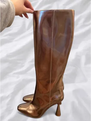 brand new Gianni Bini Metallic Gold Patent Knee High Boots, size 7 thumbnail 2