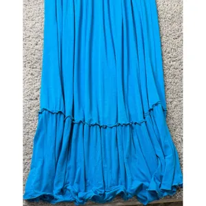 Blue Tiered Ruffle Maxi Dress Sleeveless Spaghetti Strap Boho Jersey Knit Summer thumbnail 4
