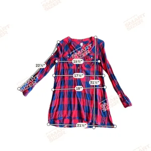 Gap‎ Womens Red Navy Buffalo Plaid Henley Tunic Top Long Sleeve Cotton Blend M thumbnail 7