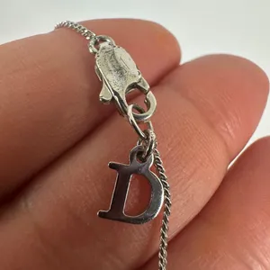 Christian Dior Letter “D” Y-Drop Silver Tone Rhinestone Pendant Necklace thumbnail 9