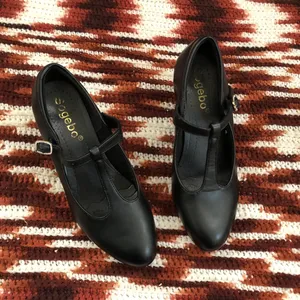 Y2K Black Gothic Preppy Whimsygoth leather t-strap maryjane dark academia loafers pumps oxfords heels schoolgirl-Size 7.5W thumbnail 2