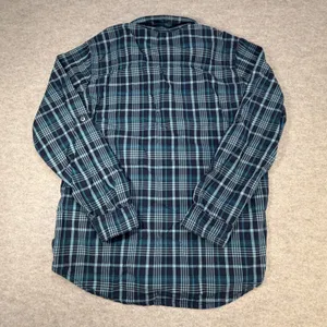 Carhartt Womens Blue‎ Teal Plaid Button Down Shirt Size Medium Utility Cabincore thumbnail 3