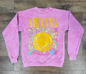 Nirvana Tie-Dye Smiley Face 90’s Logo Crewneck Sweatshirt thumbnail 1
