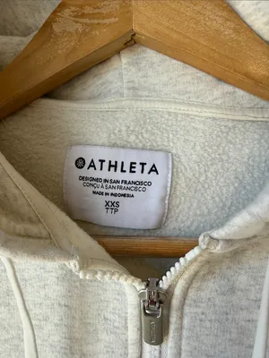 Athleta Forever Fleece Full Zip Sweatshirt Fog Grey Heather thumbnail 4