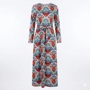 Norma Allen Collection Boho Abstract Print Faux Wrap Maxi Dress Large thumbnail 5